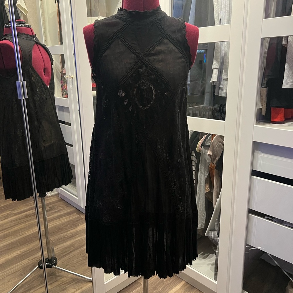 Free People Black Lace Mini Dress